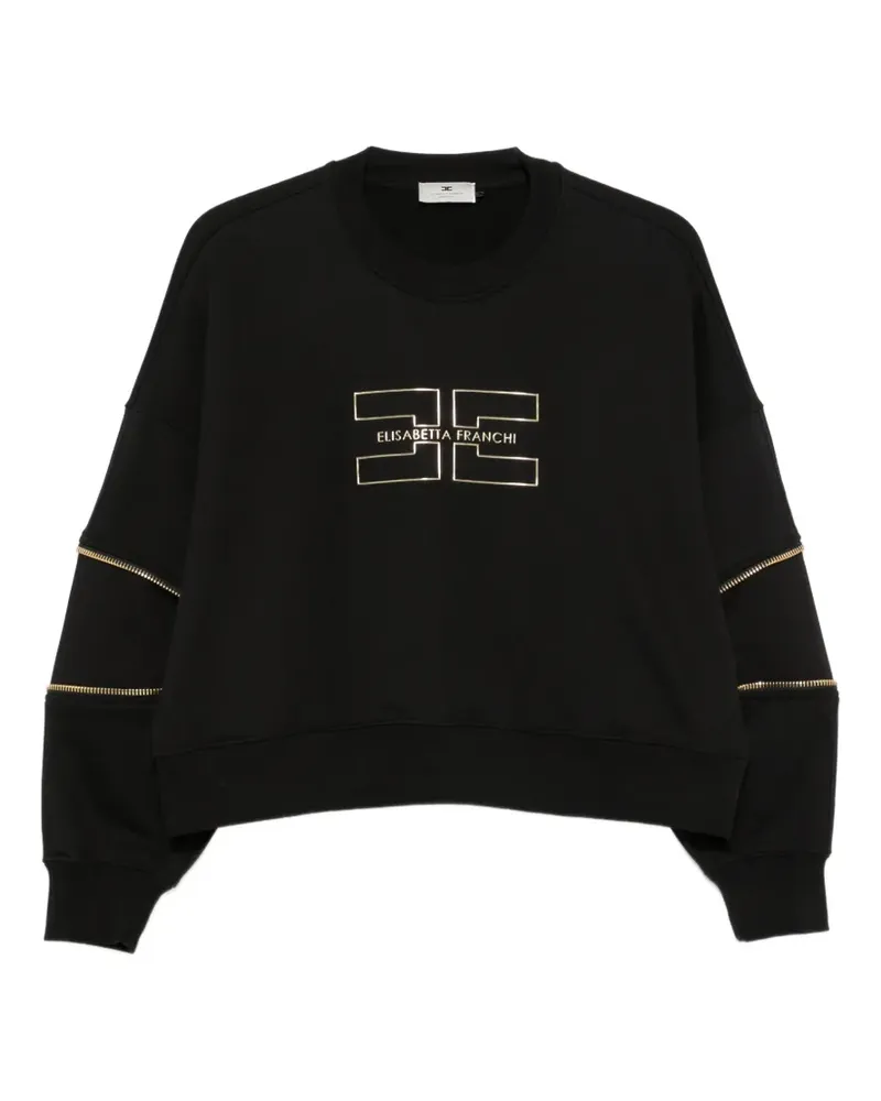 Elisabetta Franchi logo-print zip-detail sweatshirt - Schwarz Schwarz