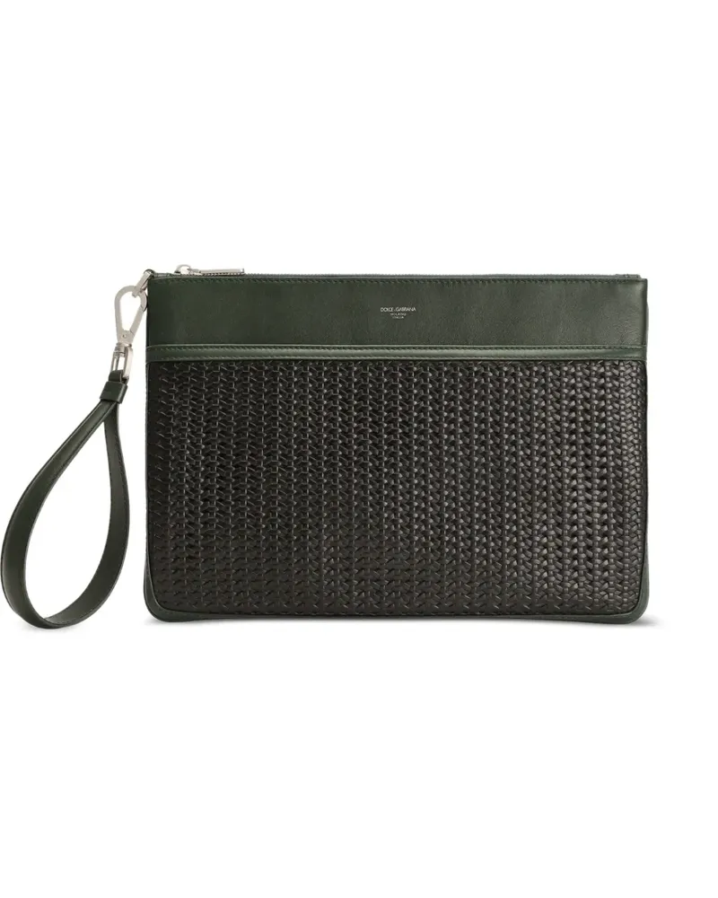 Dolce & Gabbana Gewebte Plongé Clutch - Grün Grün