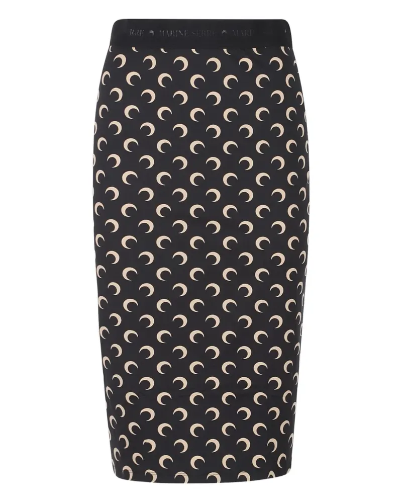 Marine Serre moon-print midi skirt - Schwarz Schwarz