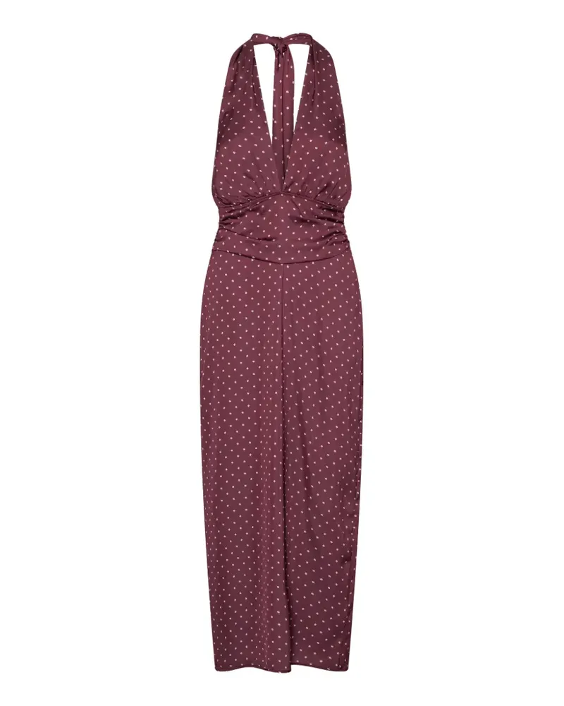 ROTATE Birger Christensen dot halterneck scarf dress Rot