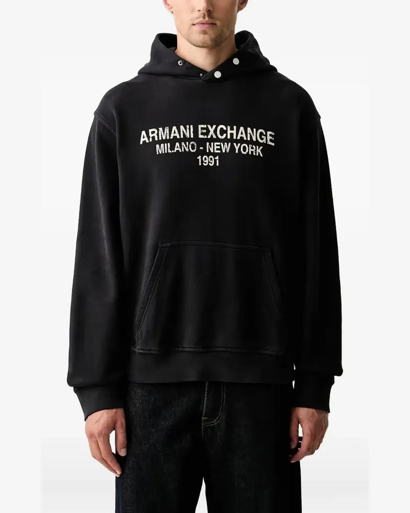 Armani Exchange Hoodie mit Logo-Print - Blau Blau