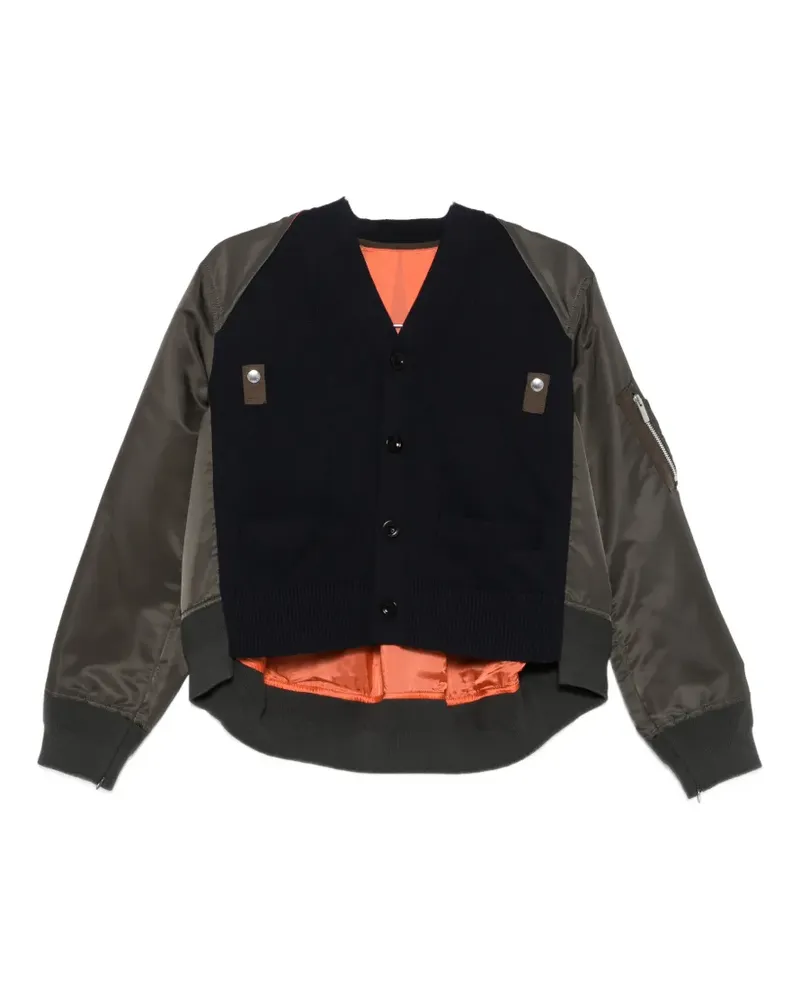 Sacai ribbed-knit bomber jacket - Grün Grün
