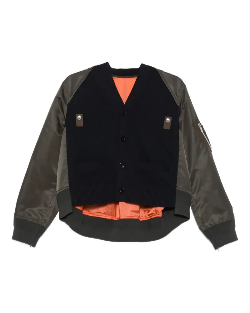 Sacai Bomberjacke aus geripptem Strick - Grün Grün