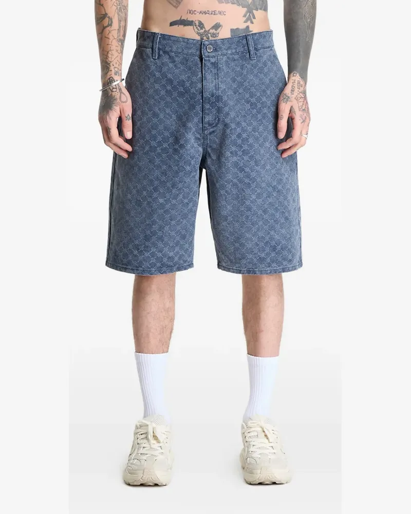 Daily Paper monogram-print washed shorts - Blau Blau