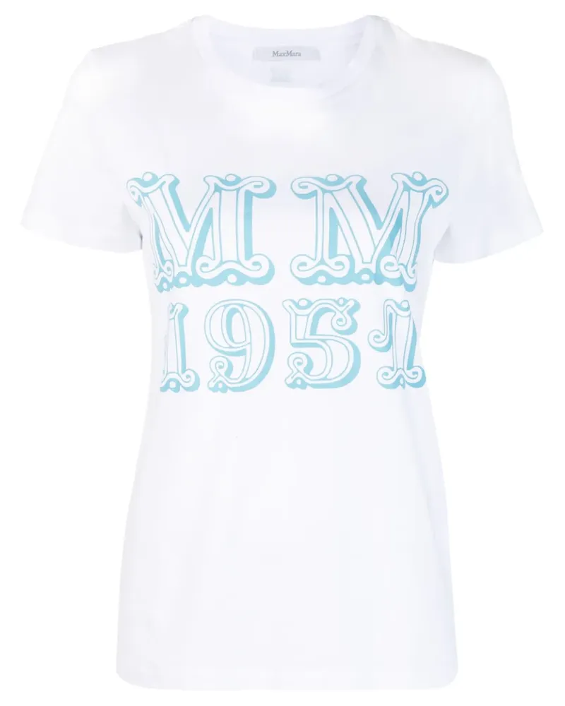 Max Mara T-Shirt mit Logo-Print - Weiß Weiß