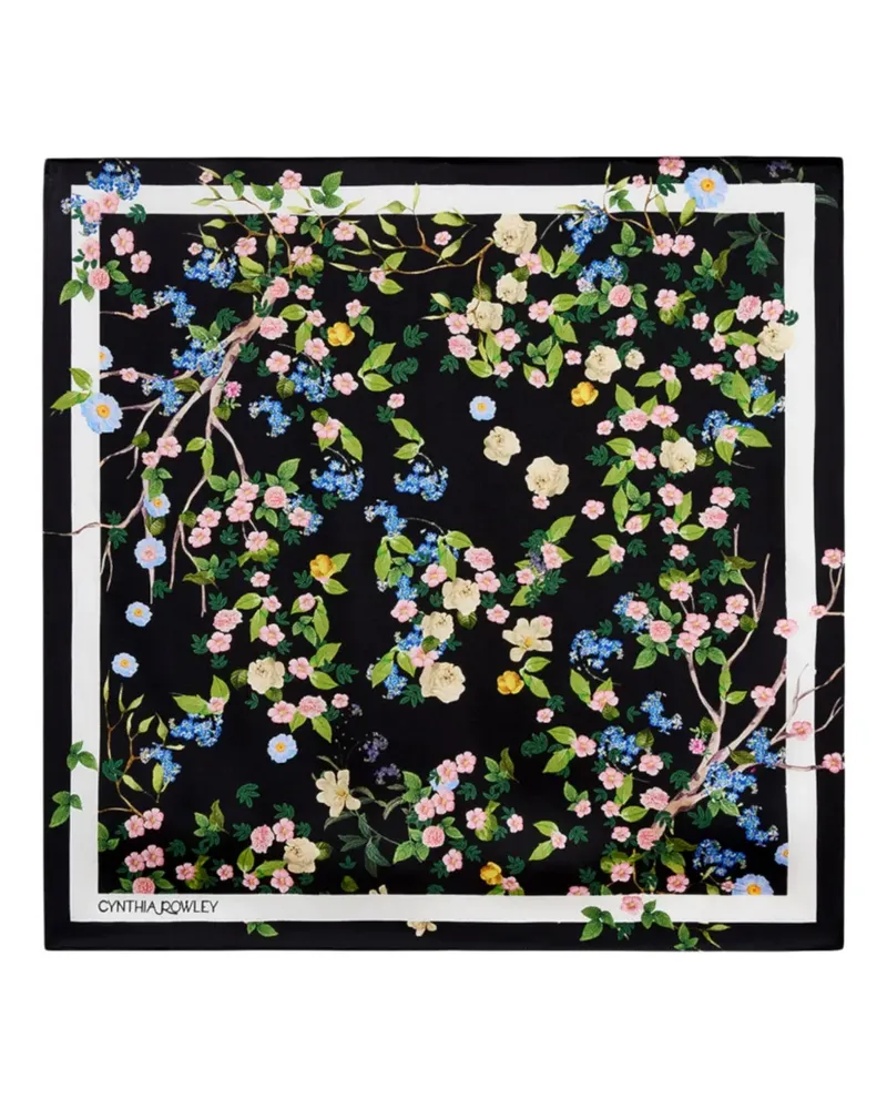 Cynthia Rowley Bloom Seidenschal mit Blumen-Print - Schwarz Schwarz