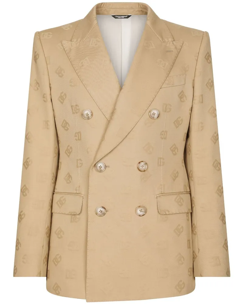 Dolce & Gabbana Sakko mit Logo-Jacquardmuster - Nude Nude