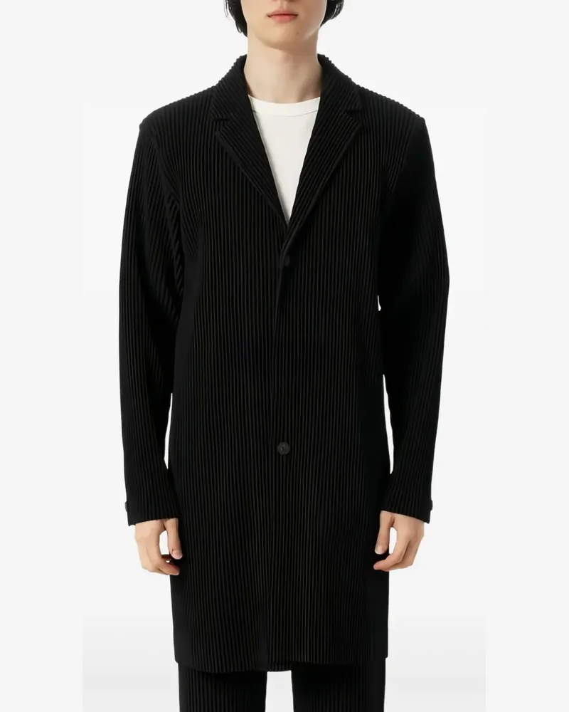 Issey Miyake plissé buttoned coat - Schwarz Schwarz