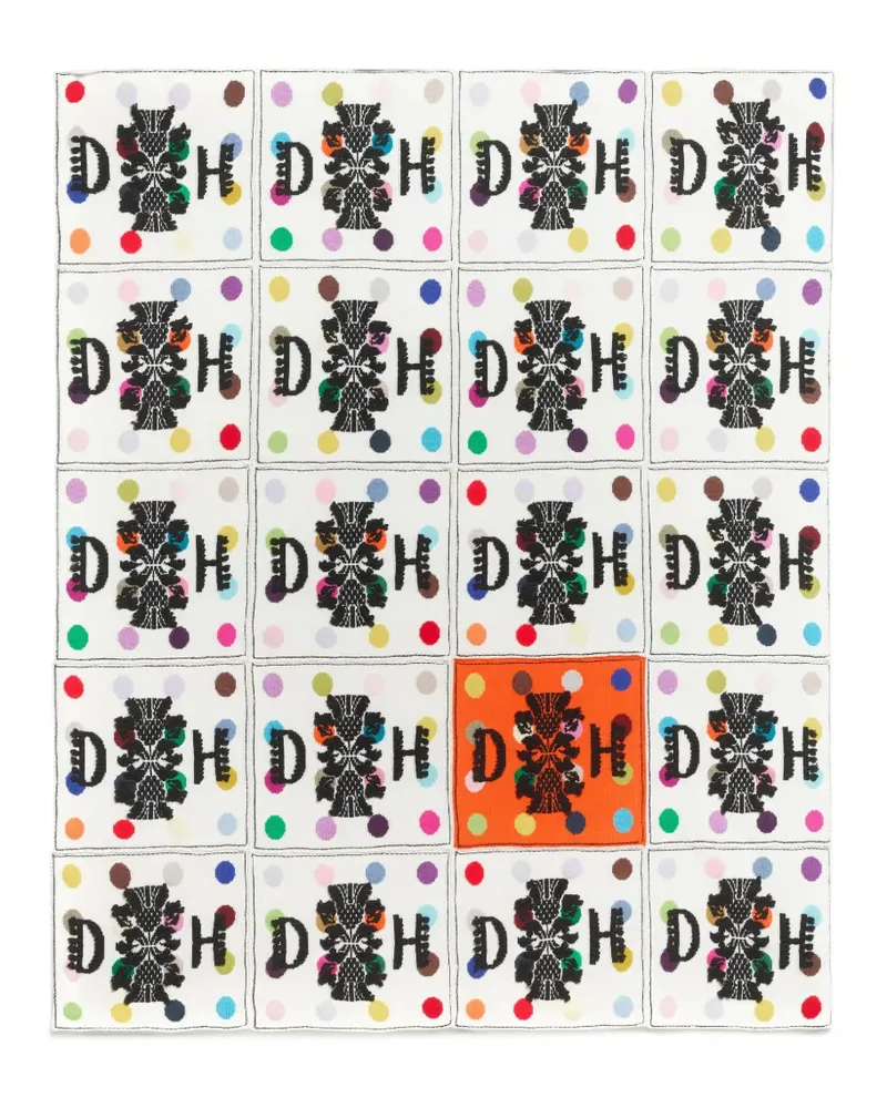 Barrie x Damien Hirst The Spots Decke mit Logo-Stickerei - Weiß Weiß