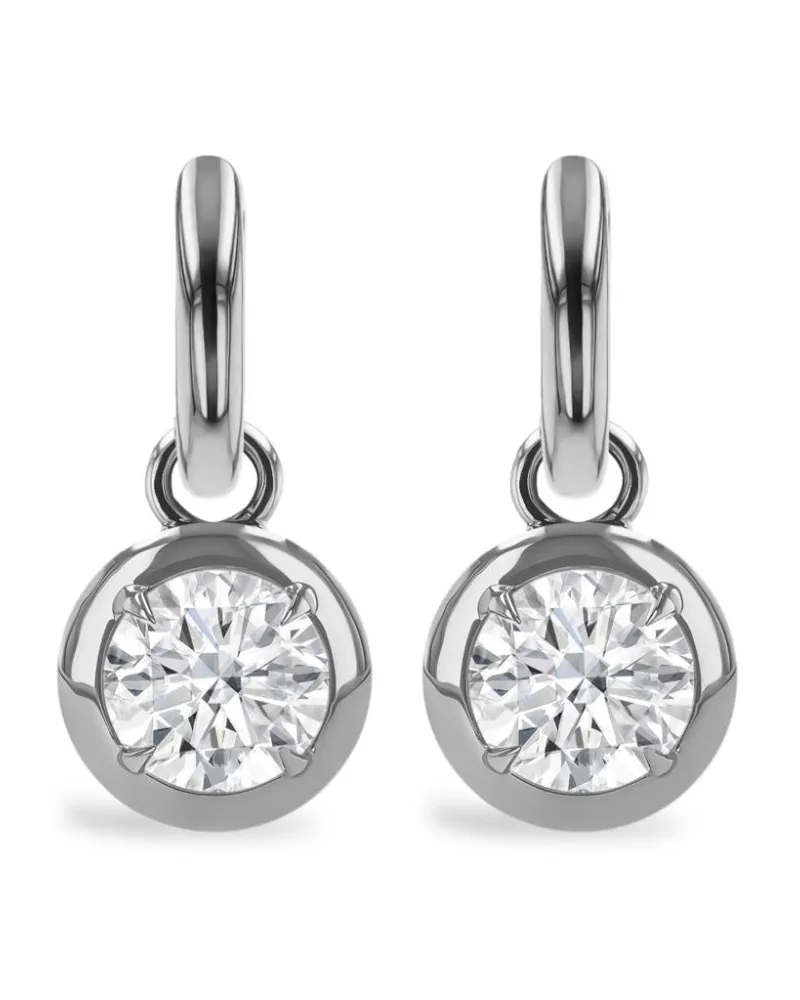 Pragnell Große 18kt Skimming Stone Weißgoldohrringe mit Diamanten Weiß