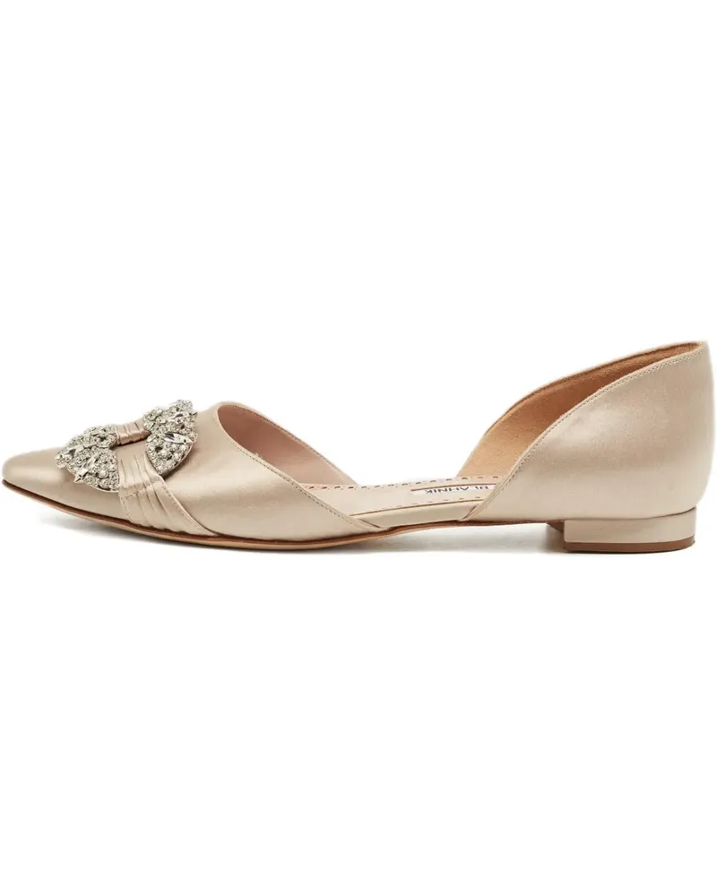 Manolo Blahnik Luanda Ballerinas aus Satin mit Kristallverzierung - Nude Nude