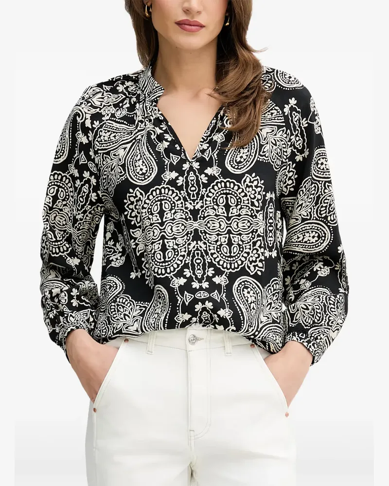Oui  Bluse mit Paisley-Print - Schwarz Schwarz