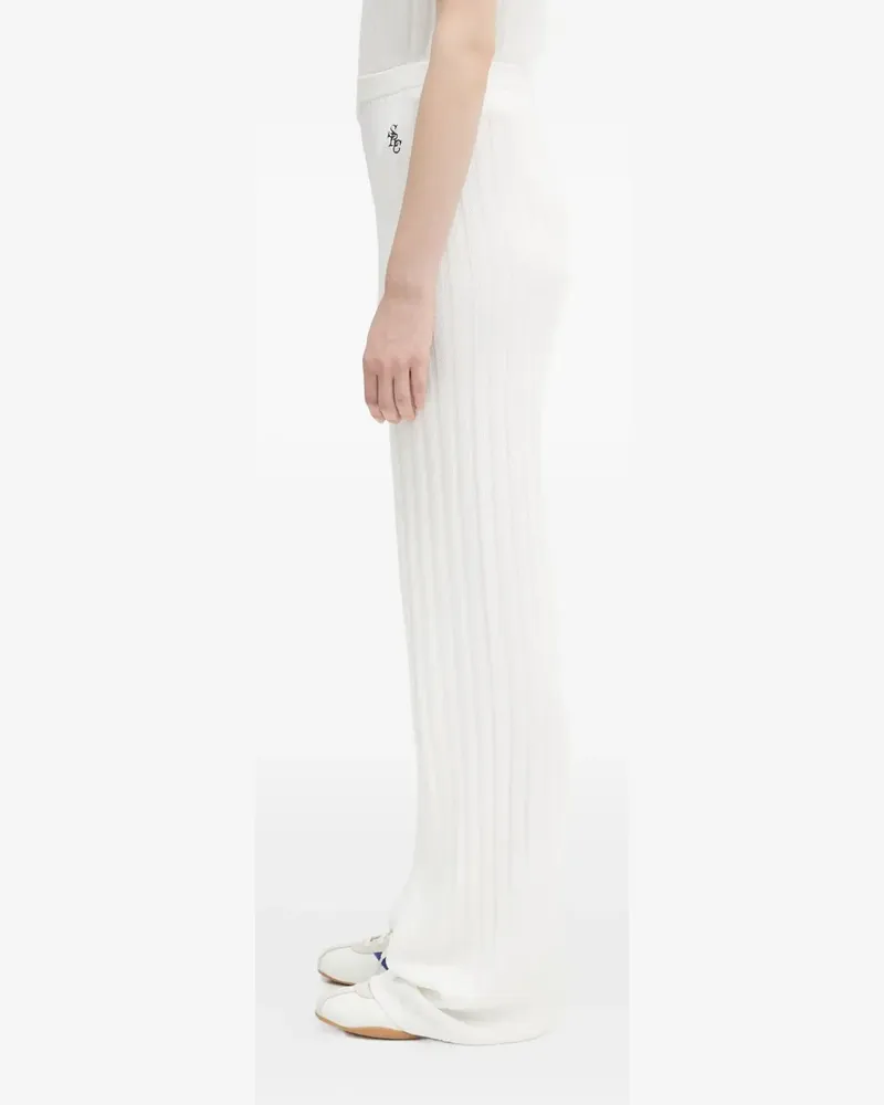 SPORTY & RICH Gerippte Strickhose - Weiß Weiß