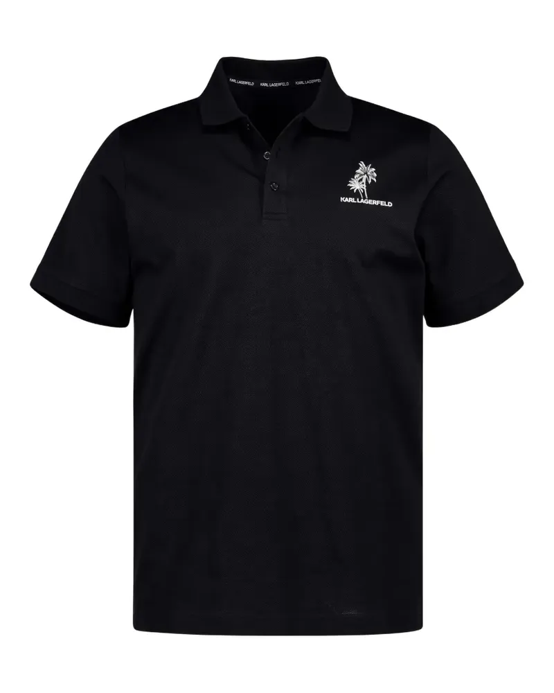 Karl Lagerfeld palm tree-embroidered polo shirt - Schwarz Schwarz