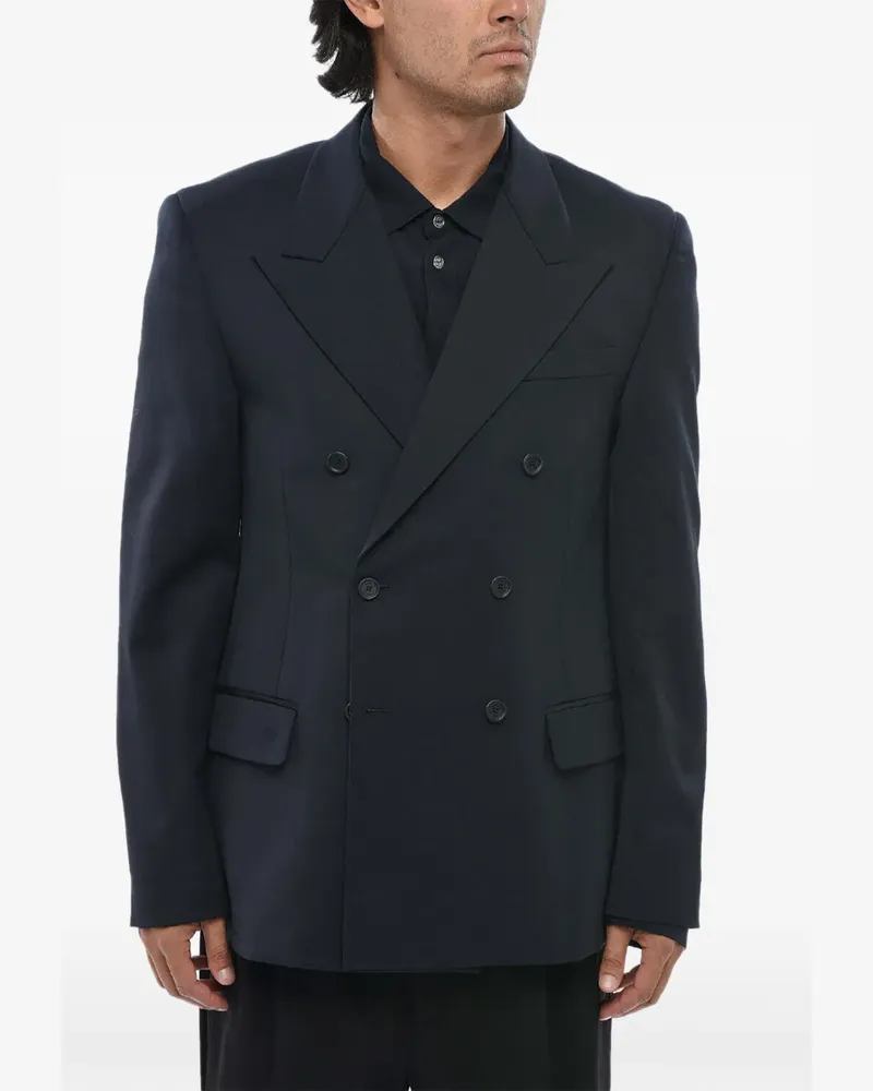 OFF-WHITE double-breasted peak-lapel blazer - Blau Blau