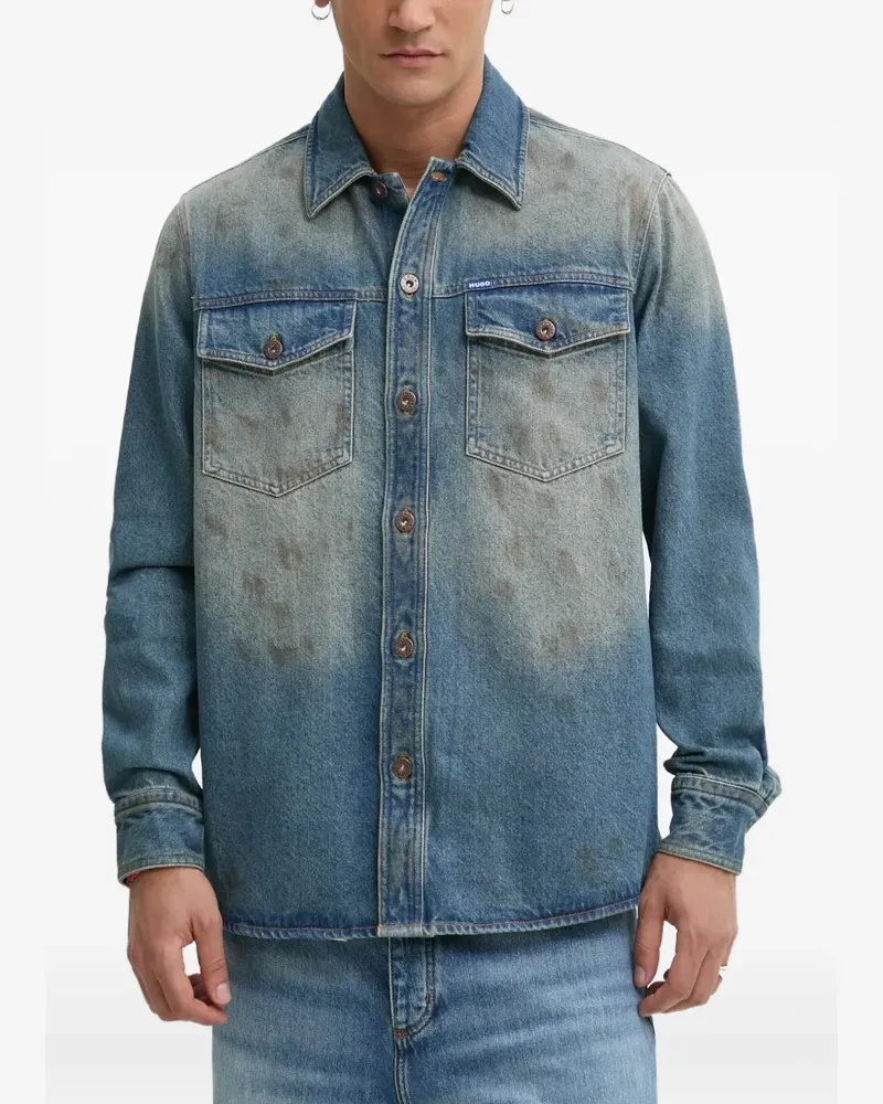 HUGO BOSS Jeanshemd im Distressed-Look - Blau Blau