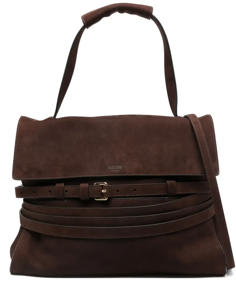 Moschino Nubukleder-Tote Bag mit Schnalle - Braun Braun