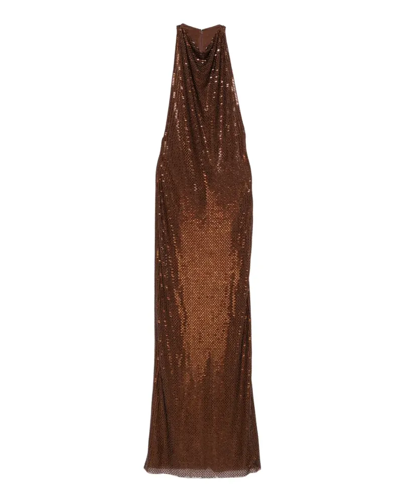 Self-Portrait rhinestone-embellished racer-back maxi dress - Braun Braun