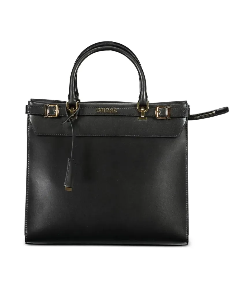 Guess logo-lettering buckle-detail tote bag - Schwarz Schwarz