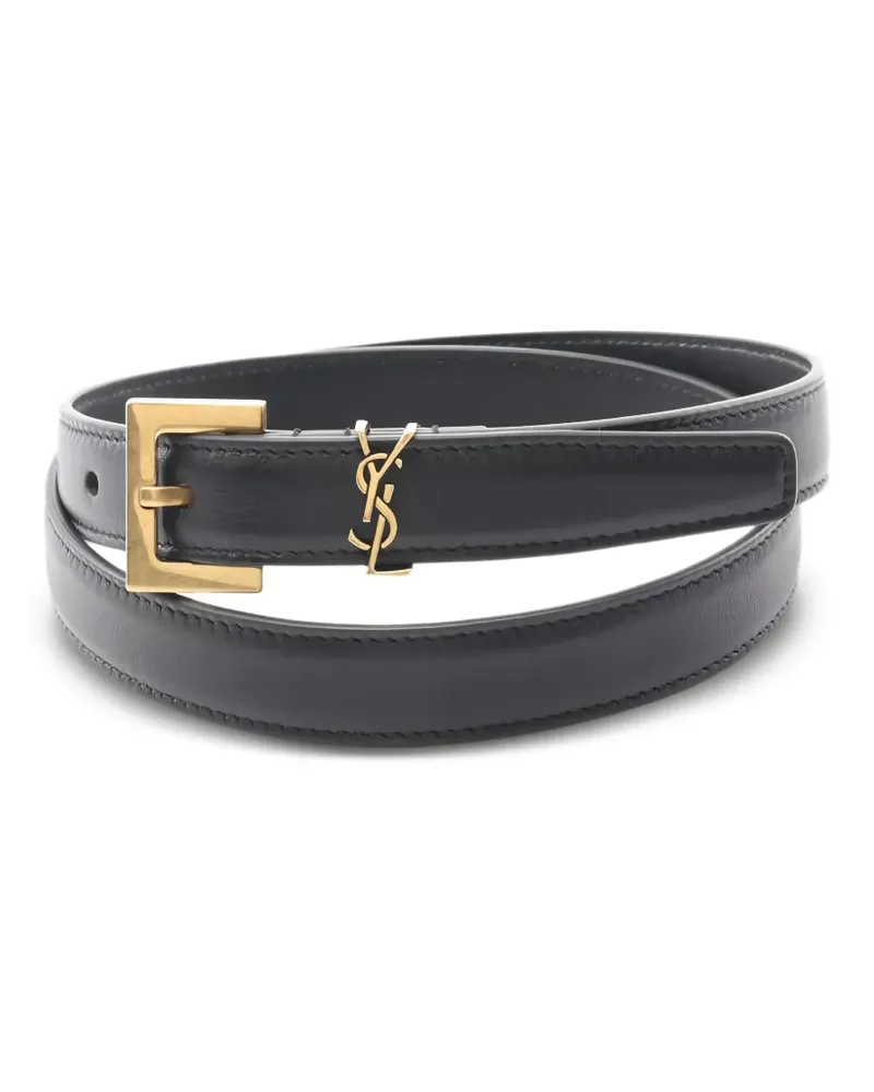 Saint Laurent 2000s ikonisches Cassandre Gürtel mit Logo-Schild - Schwarz Schwarz