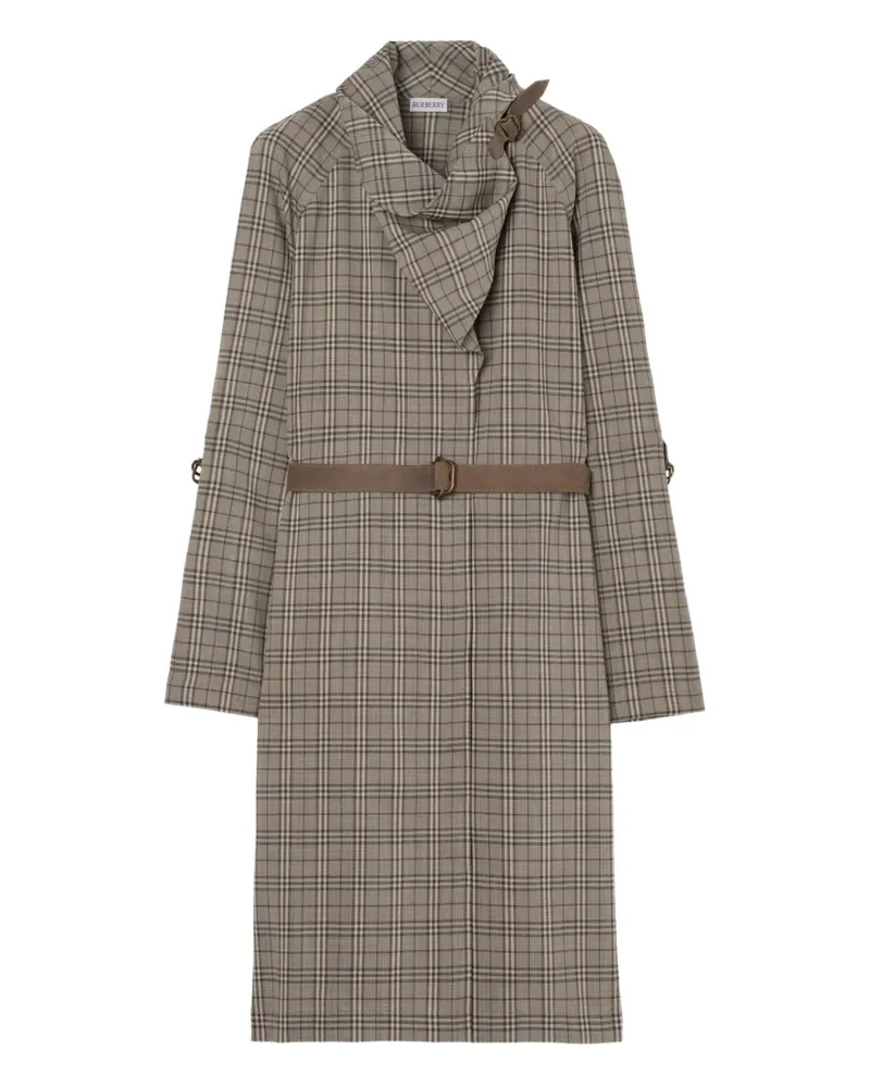 Burberry scarf-collar checked mini dress - Grau Grau