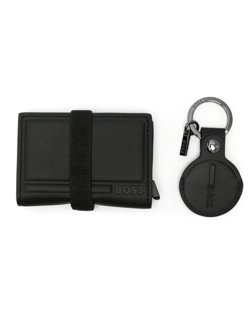 HUGO BOSS logo-emed cardholder and tracer tag holder set - Schwarz Schwarz