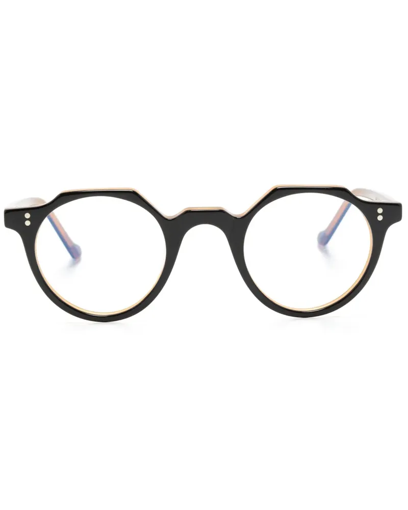 Lesca Heri Sonnenbrille mit rundem Gestell - Schwarz Schwarz