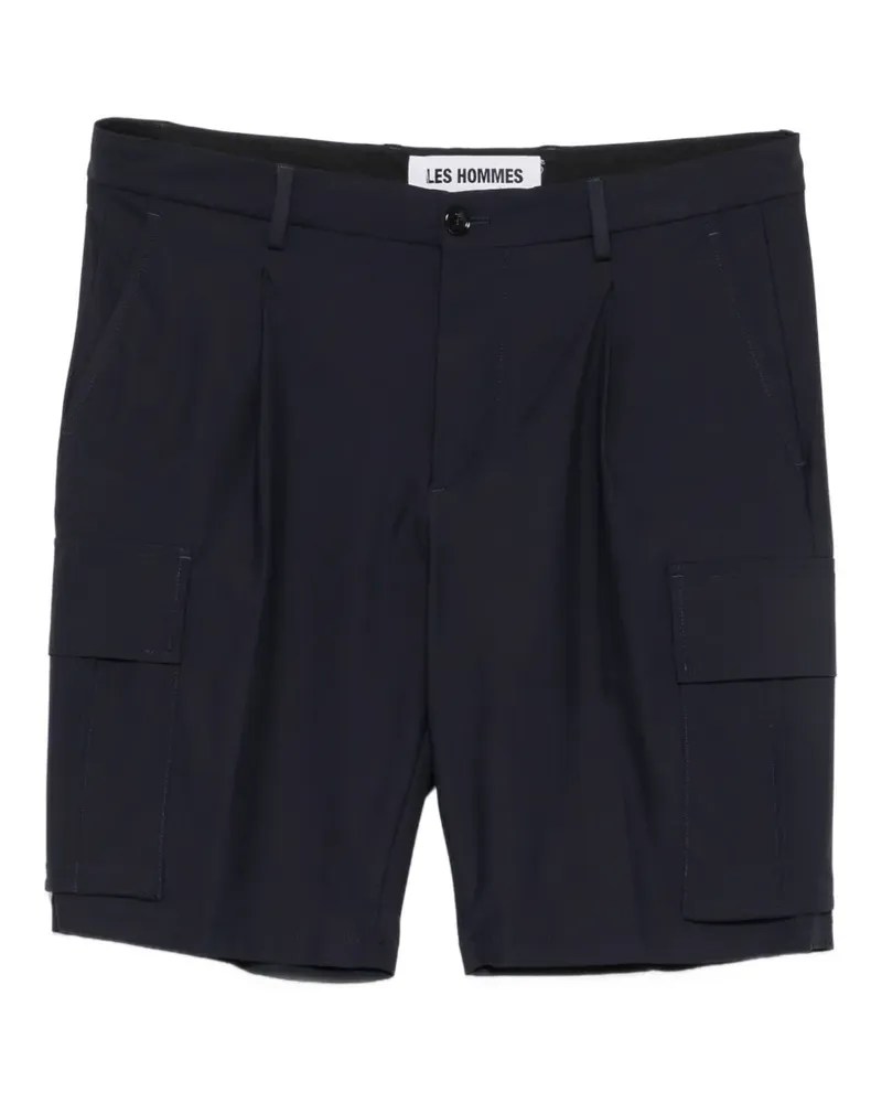 Les Hommes pleated cargo shorts - Blau Blau