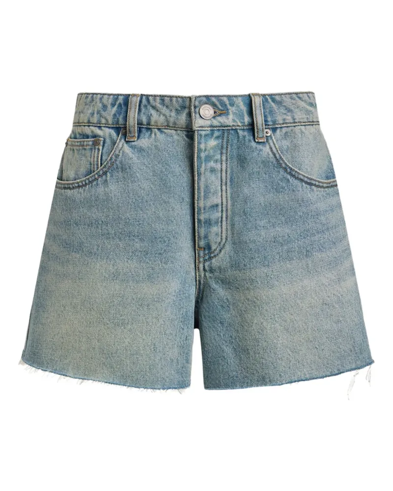 12 STOREEZ Ausgefranste Jeans-Shorts - Blau Blau