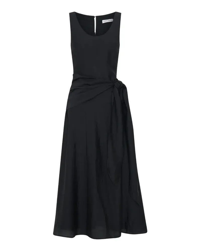 Anna Quan Lucinda Midikleid mit Bindegürtel - Schwarz Schwarz