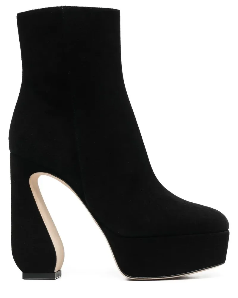 Sergio Rossi Stiefel aus Wildleder 125mm - Schwarz Schwarz