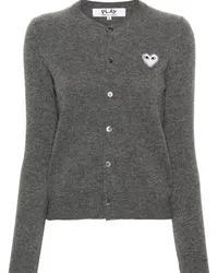 Comme des Garçons Woll-Cardigan mit Herz-Verzierung Grau