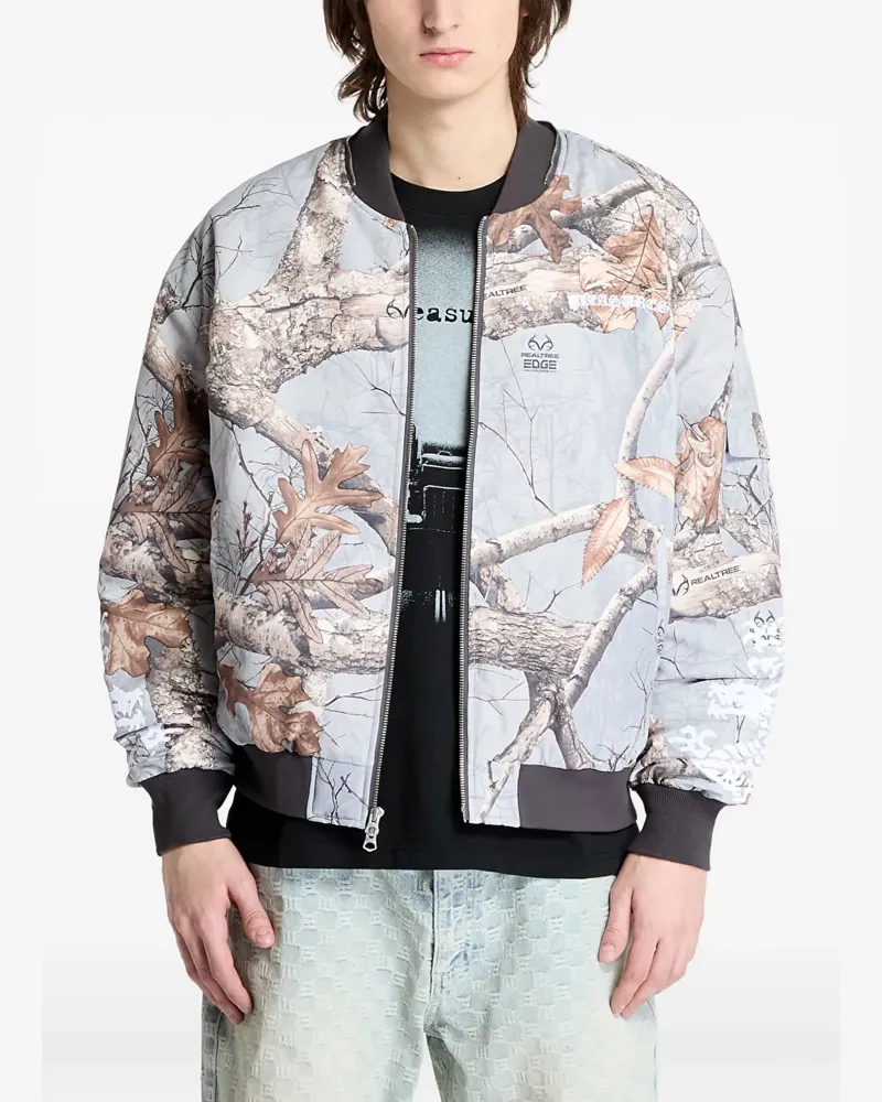 PLEASURES Bomberjacke mit Baum-Print - Grau Grau