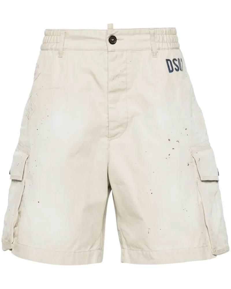 Dsquared2 Cargo-Shorts mit Farbklecksen Nude