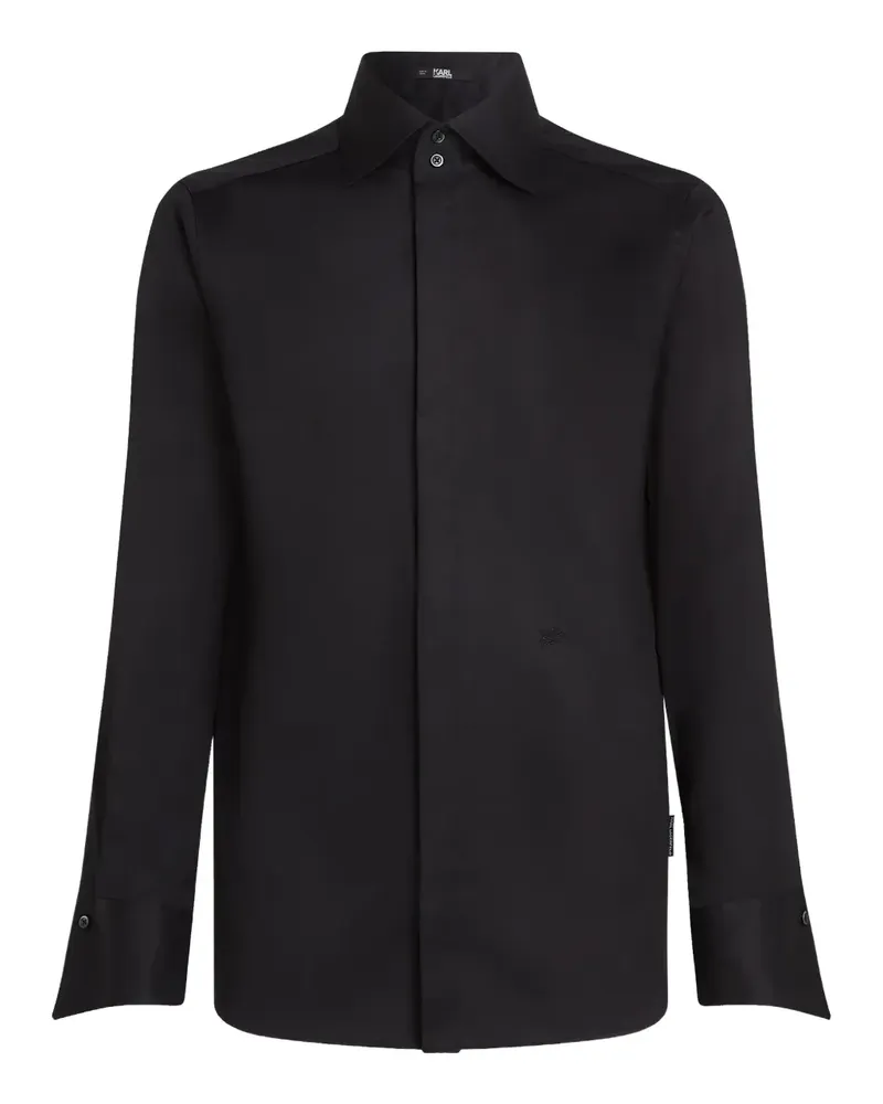 Karl Lagerfeld Essential Hemd mit Kragendetail - Schwarz Schwarz