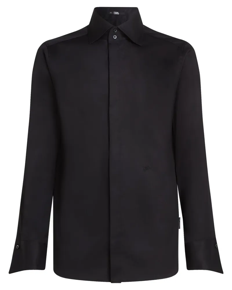 Karl Lagerfeld Essential Hemd mit Kragendetail - Schwarz Schwarz