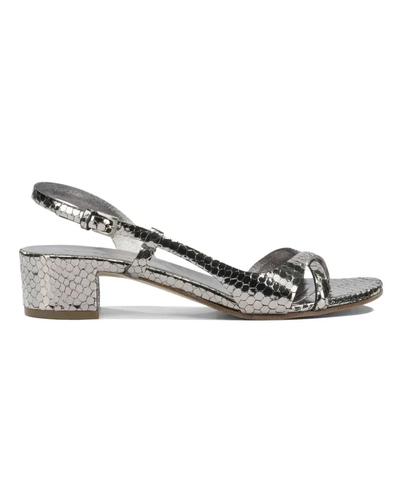 Roberto del Carlo Sandalen mit Schlangenleder-Optik - Silber Silber