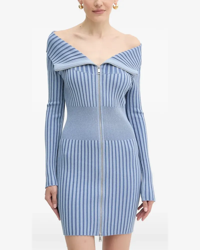 Guess Geripptes Kleid mit Reißverschluss - Blau Blau