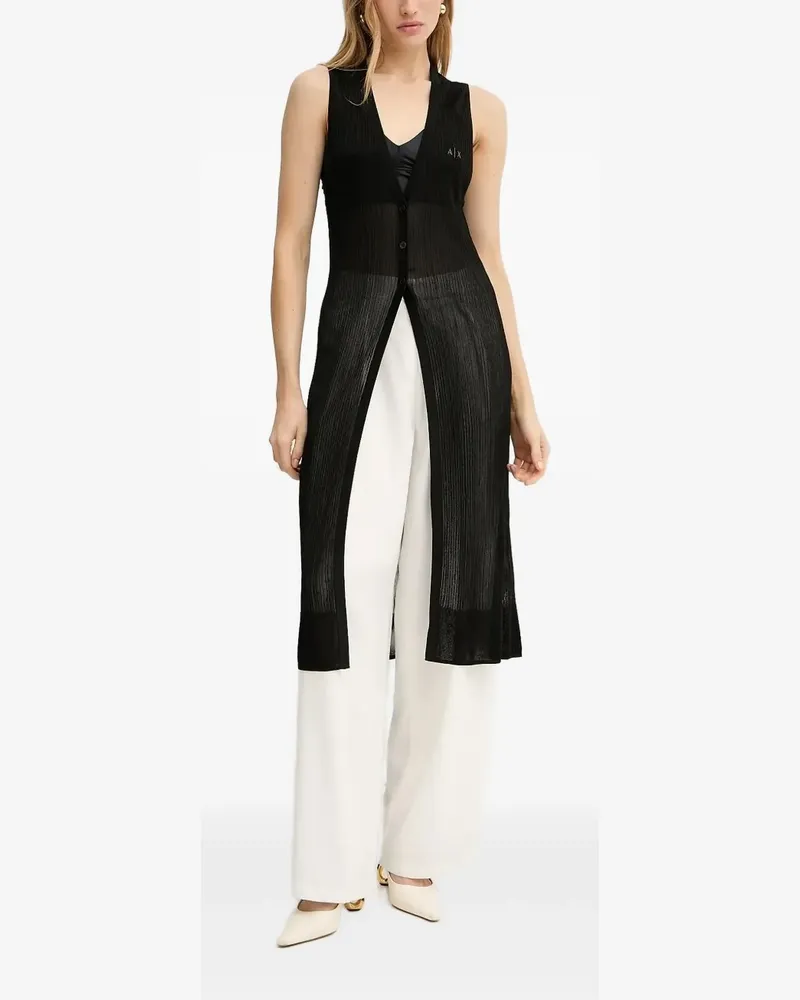 Armani Exchange Ärmelloser Cardigan mit Falten - Schwarz Schwarz