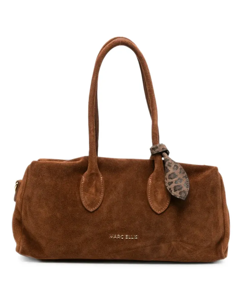MARC ELLIS Bilbao suede leopard-print charm shoulder bag - Braun Braun