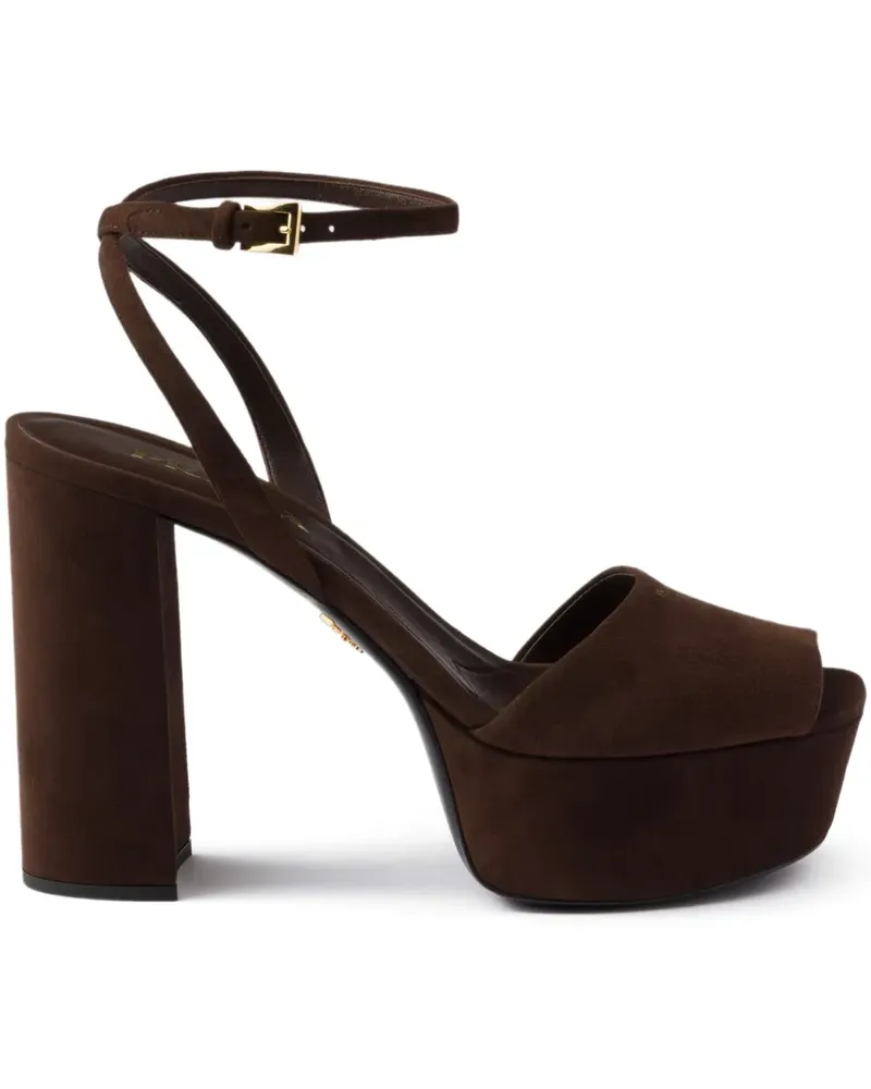 Prada 115mm Plateau-Sandalen - Braun Braun