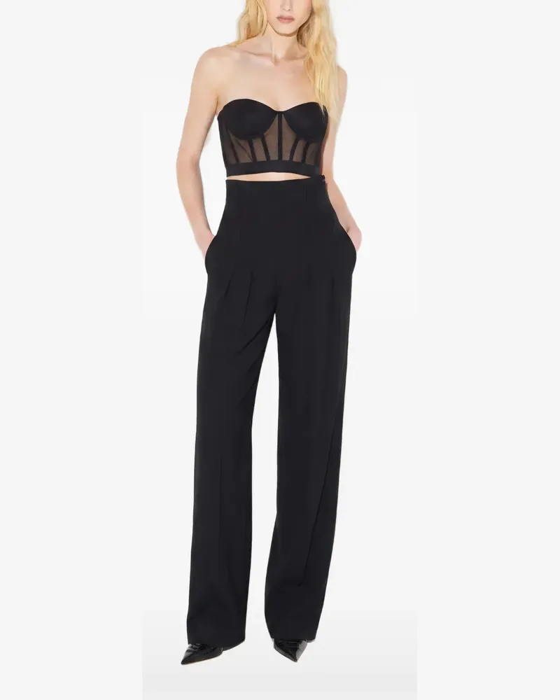 Elisabetta Franchi Oberteil mit Mesh-Einsatz - Schwarz Schwarz