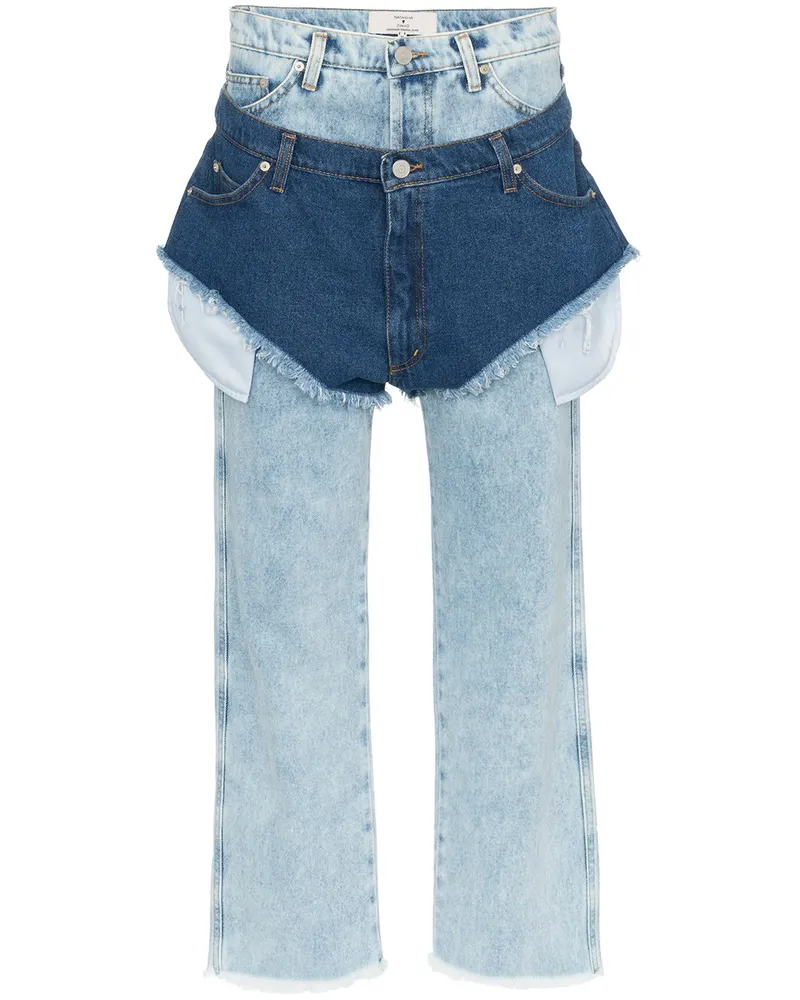 Natasha Zinko Jeanshorts mit hohem Bund - Blau Blau