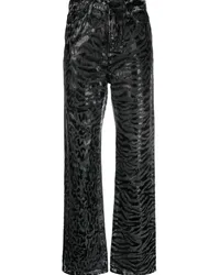 Karl Lagerfeld Gerade Jeans mit Animal-Print Schwarz