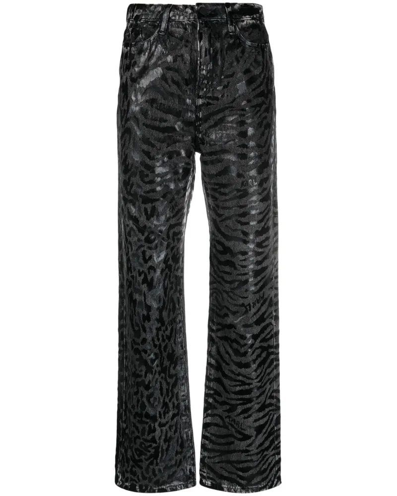 Karl Lagerfeld Gerade Jeans mit Animal-Print - Schwarz Schwarz