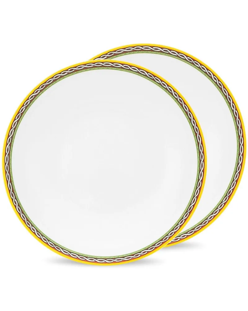 Dolce & Gabbana Suppenteller mit Carretto Siciliano-Rand (2er-Set) - Weiß Weiß