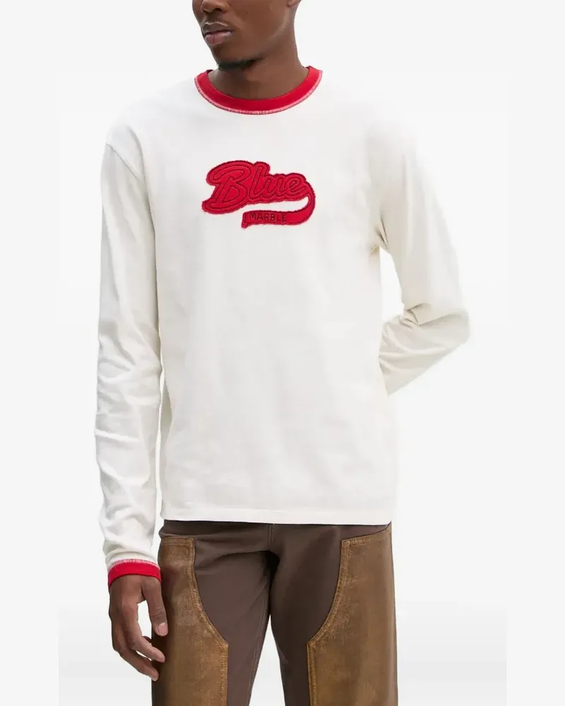 BLUEMARBLE Klassisches Langarmshirt - Weiß Weiß