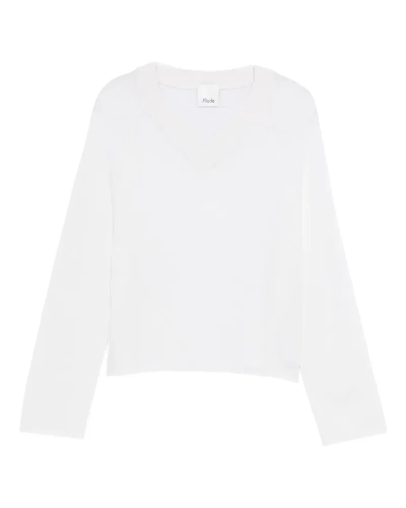 ALLUDE Pullover mit V-Ausschnitt - Weiß Weiß