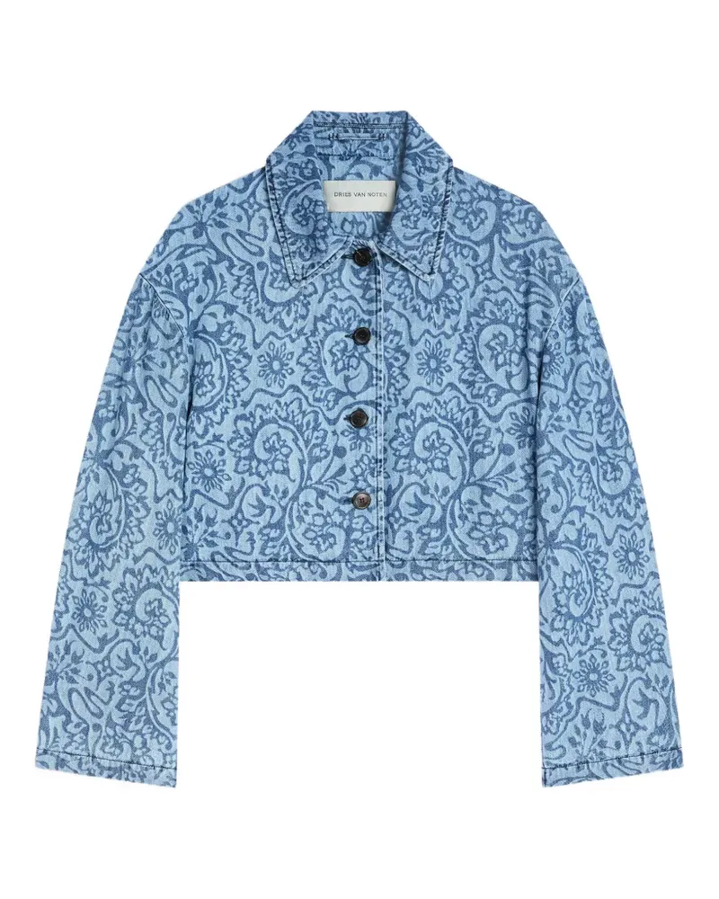 Dries van Noten Jeansjacke mit Print - Blau Blau