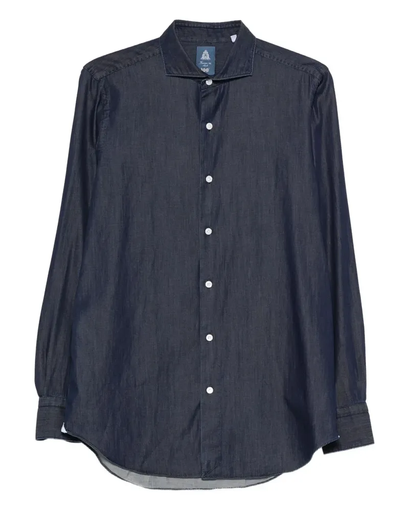 Finamore 1925 Hemd mit Knopfverschluss - Blau Blau